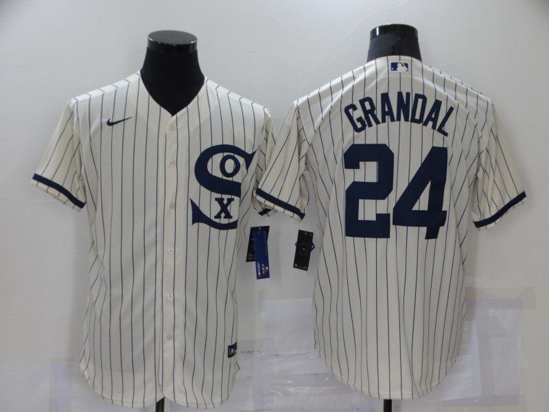 Men Chicago White Sox #24 Grandal Cream stripe Dream version Elite Nike 2021 MLB Jersey